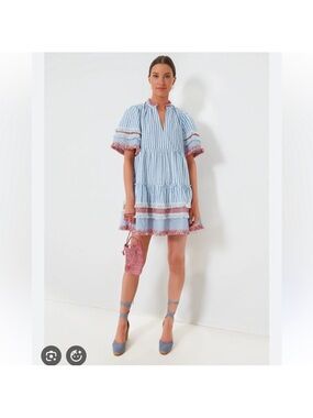 Tuckernuck Blue & White Striped Ruffle Mini Dress